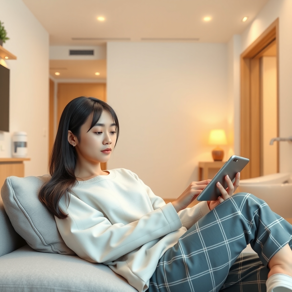 공공앱 메뉴 화면 느낌의 스마트폰 화면과 전자문서 저장 아이콘, 보건소 건물 외관이 함께 있는 구도, 밝고 정돈된 배경